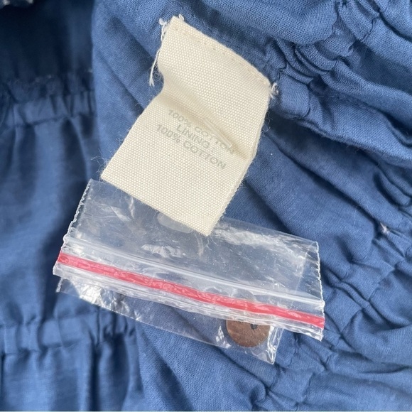 Anthropologie Forever That Girl Blue Floral Embroidered Smocked Top Medium NWT - Picture 6 of 8